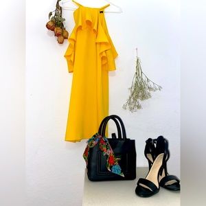 Trina Turk Ruffle Sleeve Halter dress